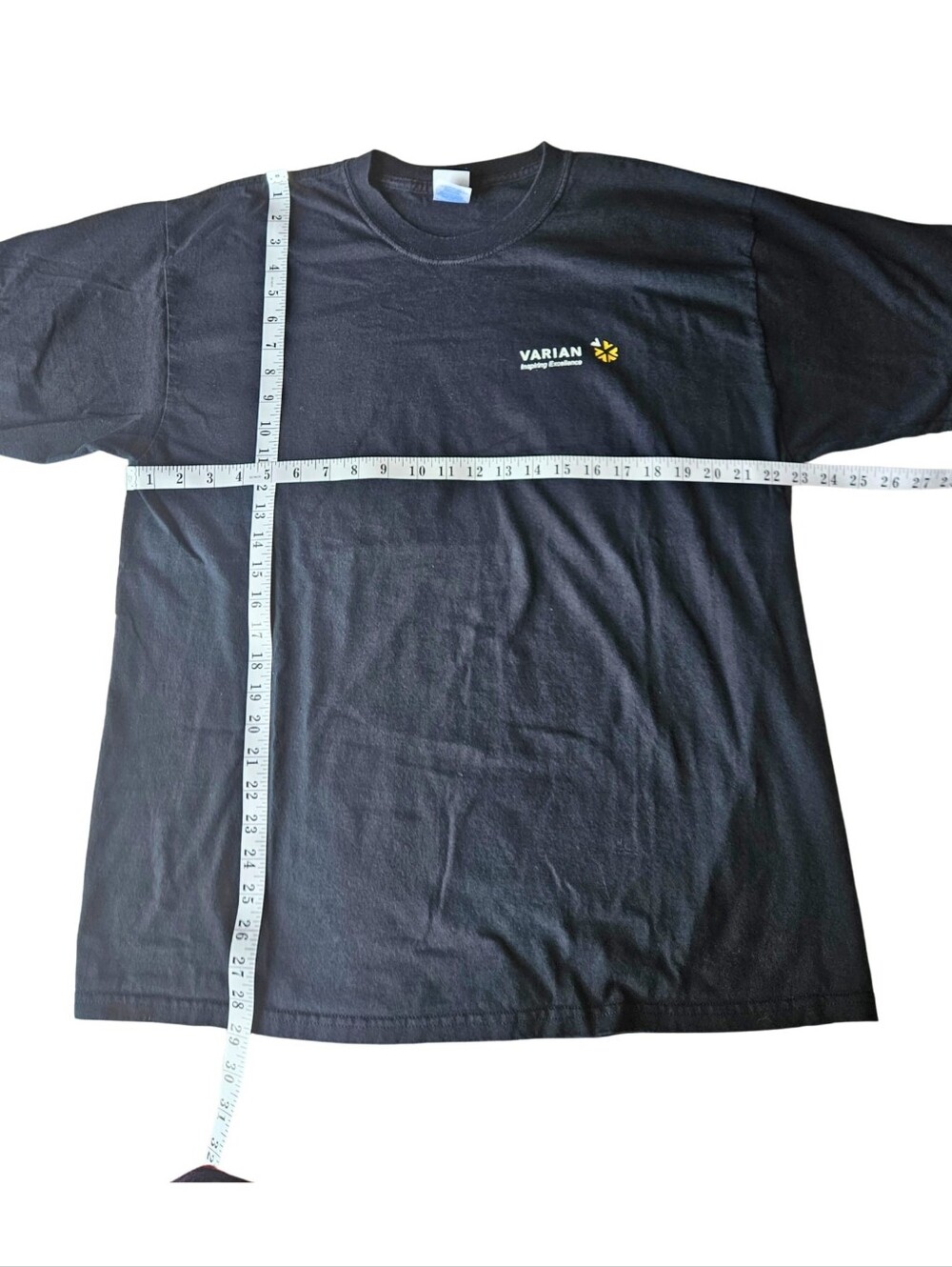 100% Cotton Black Short Sleeve Crewneck T-Shirt with Small Chest Logo - Picture 3 of 4